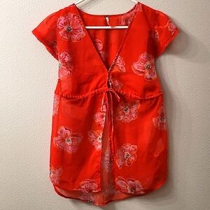 NWOT Free People floral sheer top size XS